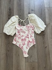 Free People Prairie Rose Bodysuit Pink Ivory