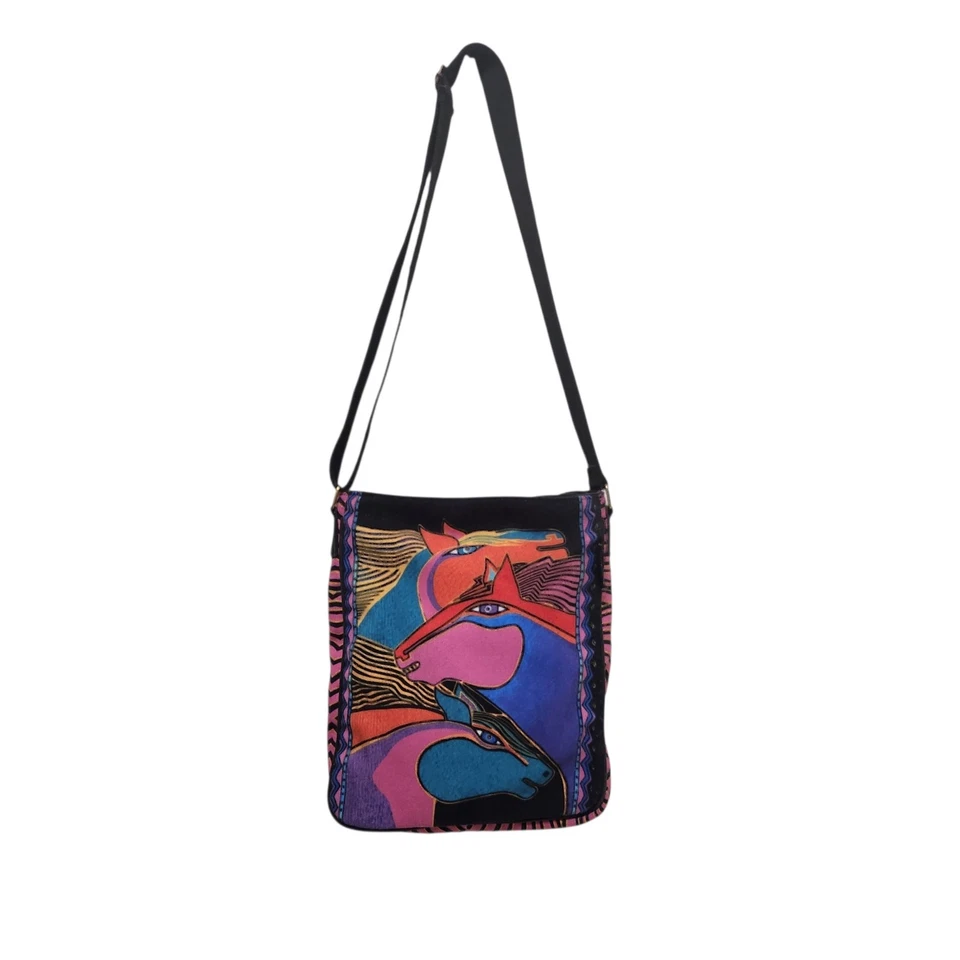 Laurel Burch Wild Stallions Crossbody Shoulder Bag Multicolor Art Boho 12x10x2 - Image 3 of 4