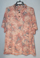 Tommy Bahama Polo Shirt Sunset Fronds Performance Zest Orange 2XL Performance