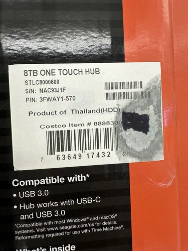 Seagate One Touch 8TB Desktop Hub External Hard Drive HD w/ USB-C USB SEALED! - Photo 4/5