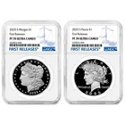 2pc Set - 2025-S $1 Proof Morgan and Peace Silver Dollar NGC PF70UC FR Blue