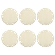 6Pcs Wooden Basket Bottom, 4.92" Round Blank Natural Wood Base Crochet Basket