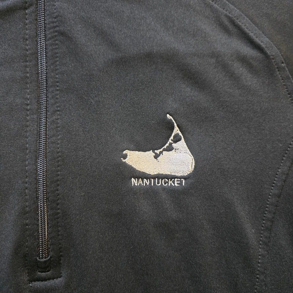 Sudadera Nantucket Mujer Mediana Negra SportTek 1/4 Cremallera Bordada Atlética Foto 3 de 4