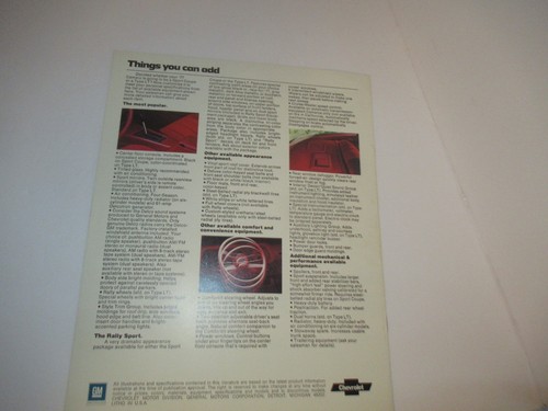 Vintage 1977 Chevy Camaro Dealership Sales Advertising Brochure 11" x 8.5" - Imagen 3 de 17