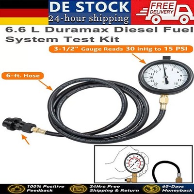 GM 6.6L Duramax Diesel Fuel Pressure System Vacuum Test Kit TU-32-6 Hose + Gauge