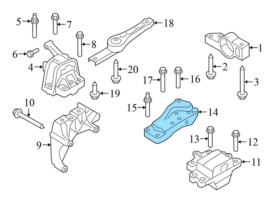 VW PASSAT CC 2009-2012 - Soporte de montaje de motor/transmisión izquierdo 3C0199117J Foto 4 de 4
