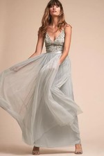 Anthropologie BHLDN Avery Dress Size 8 Bridesmaid Prom Formal Maxi Beaded Tulle