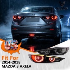 Pair Smoked Full Led Tail Lights For 2014-2018 Mazda 3 Axela Sedan Wsequential