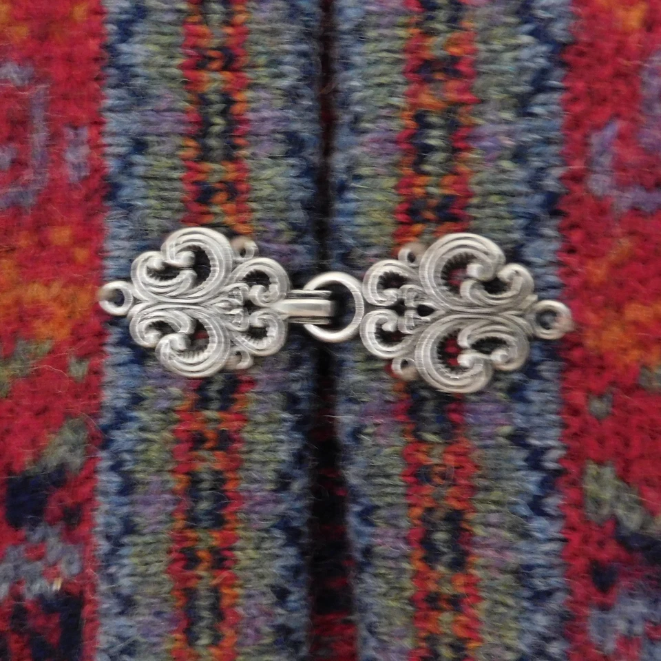 VIntage SKYR Nordic Fair Isle Wool Cardigan Sweater Silver Clasps Sz Medium - Image 3 of 4