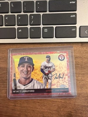 2025 Topps Platinum Chrome Anniversary #142 Wyatt Langford Toile Cream/ Rose /75