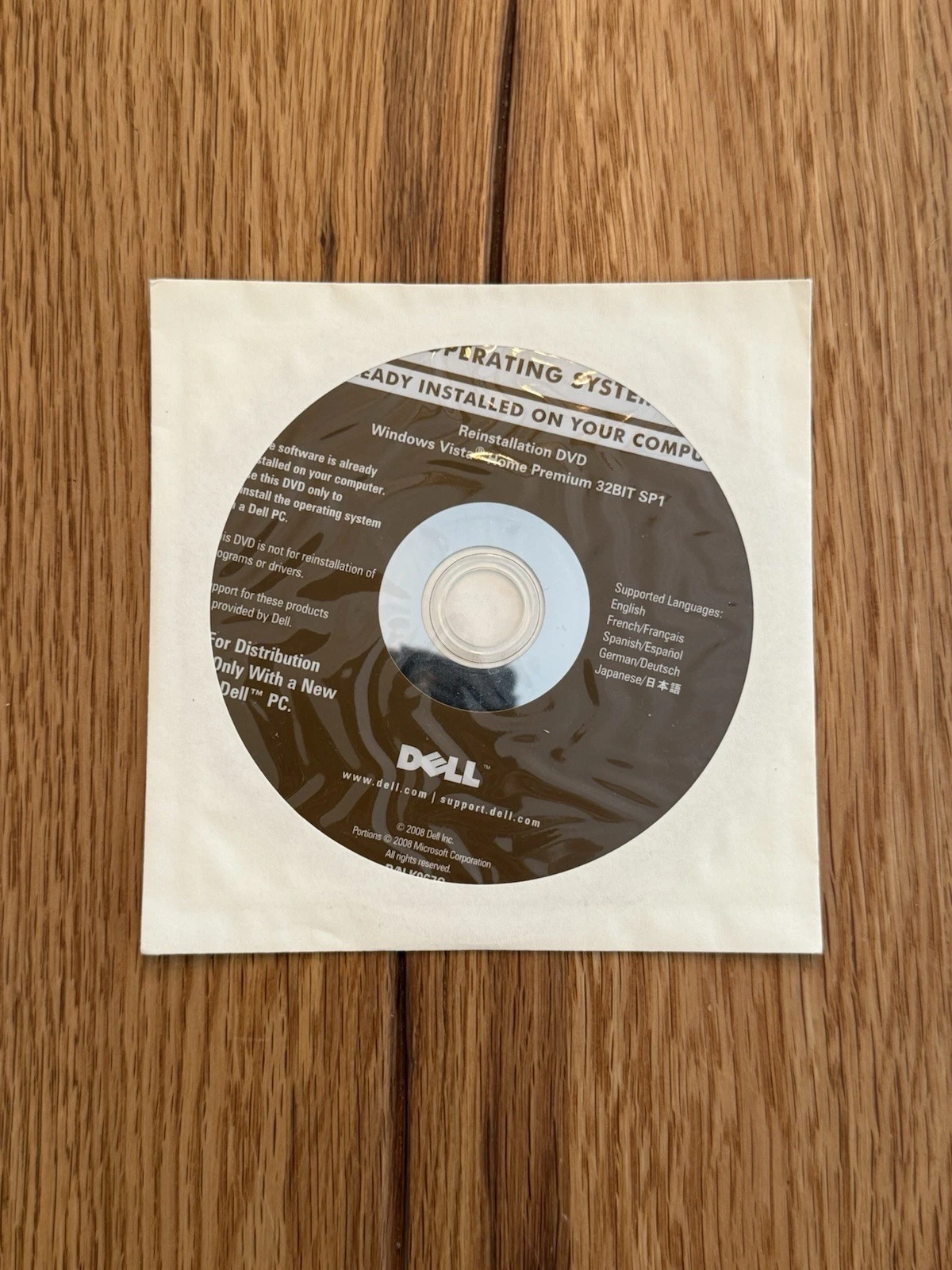 Dell Windows Vista Home Premium SP1 32BIT Reinstallation Disc K967G 0K257H - New