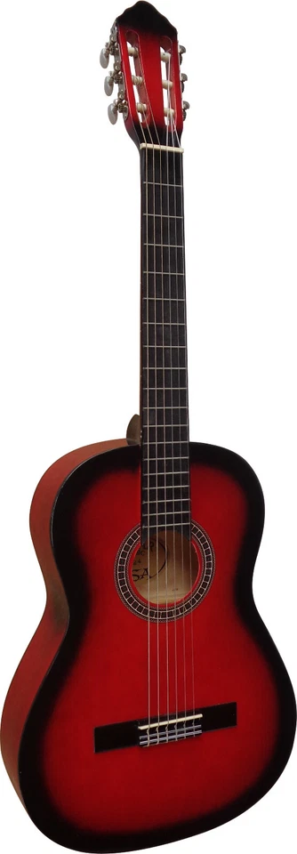 ANGEBOT: 4/4 KONZERTGITARRE ROT SCHATTIERT GITARRE NYLONSAITEN - TOP