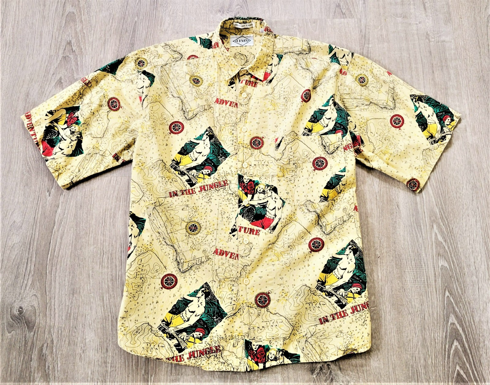 Vintage 80s Levis Diamond Label Jungle Map Shirt Vtg … - Gem