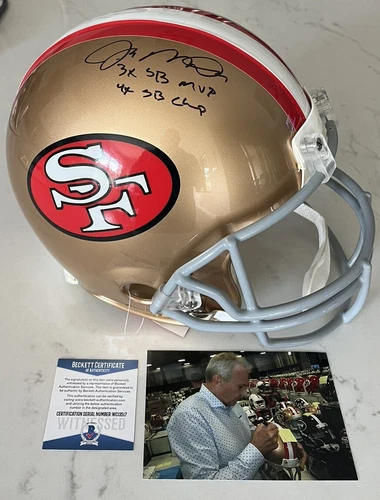 Joe Montana 3x SB MVP 4x SB Champs Signed Full Size Authentic Helmet Beckett BAS