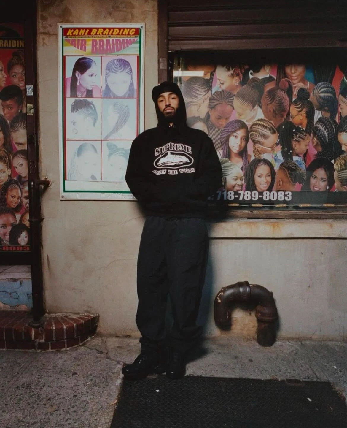 Supreme X Cortiez FELPA CON CAPPUCCIO Nera ✨spedizione veloce XXL