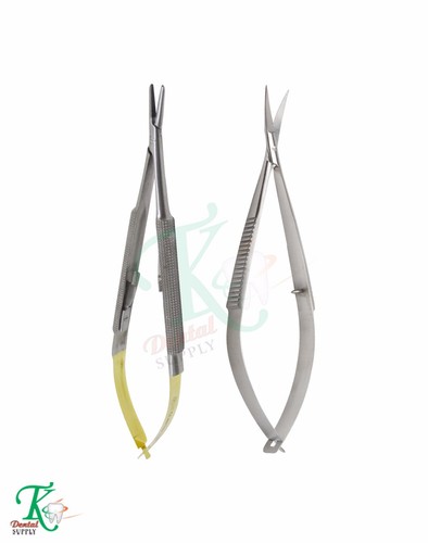 Set De 2 Instruments Microchirurgicaux Noyes Ciseaux Castroviejo - Acier Inoxydable TK Plus