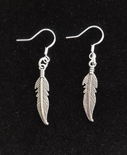 Feather Earrings Tibetan Silver Wicca Witchcraft Pagan Gift