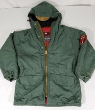 Postcard White Itineraries Insulated Winter Coat Jacket Women's M Green Hooded