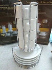 HIC FINE PORCELAIN STACKABLE Demi ESPRESSO CUP AND SAUCER SET 9 piece 4 oz 