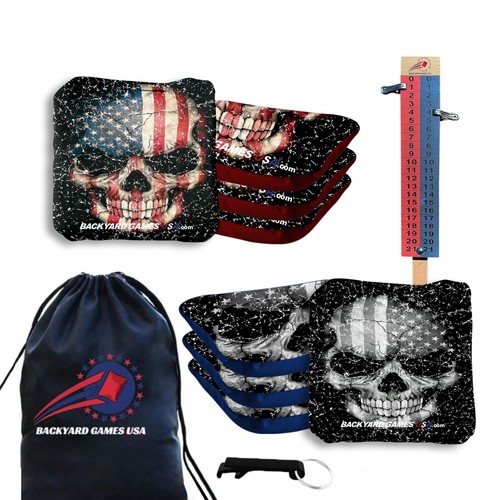 Juego de 8 bolsas Cornhole profesionales reglamentarias - bolsas de frijoles Slick n Stick con torre de puntuación - Imagen 23 de 24