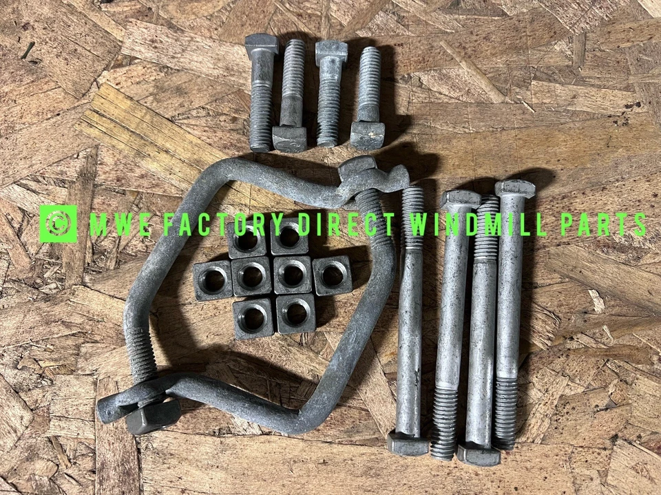 MWE WINDMILL PARTS Aermotor Windmill 6ft or 8ft Stub Tower Mast Clamp & Bolt Set -New