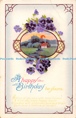 R317869 A happy Birthday be yours I think of you and with these flowers I wish y