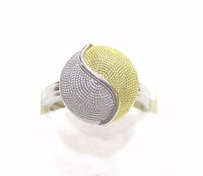 RING GLAUBEN SARDISCHER BAND KNOPF ZWEIFARBIG FILIGRAN SILBER DAMEN MÄDCHEN