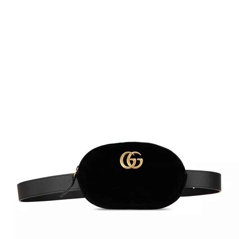 Authentique sac ceinture Gucci GG Marmont taille 85/34 476434 velours noir du Japon