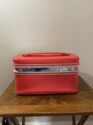 VINTAGE SAMSONITE Fashionair RED TRAIN CASE MIRROR 1960s Makeup