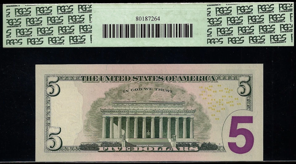 2006 $5 Federal Reserve Note PCGS 67PPQ birthday star low serial number 64* - Image 3 of 3