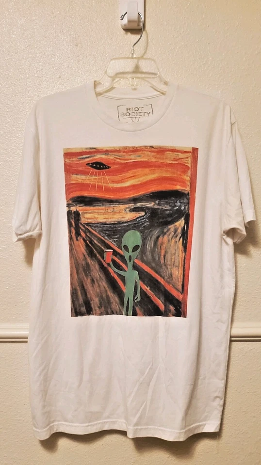 Camiseta The Scream Riot Society Alien para hombre talla grande Edvard Munch Art Tee Foto 2 de 4