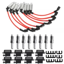 8 Pack Square Ignition Coil & Spark Plug Wire For Chevy GMC 4.8L 5.3L 6.0L 8.1L 