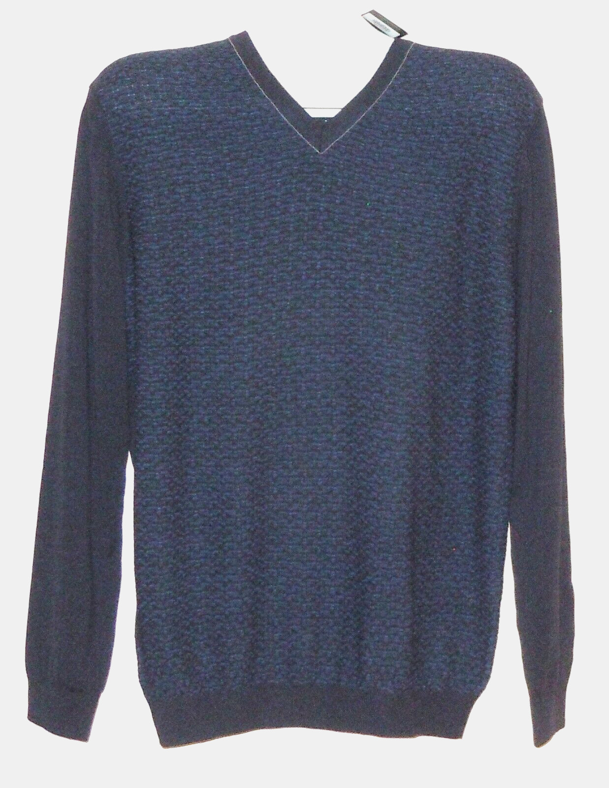 Мужская темно-синяя шерстяная вязаная рубашка с V-образным вырезом из смеси шерсти Jared Lang, размер свитера US 2XL