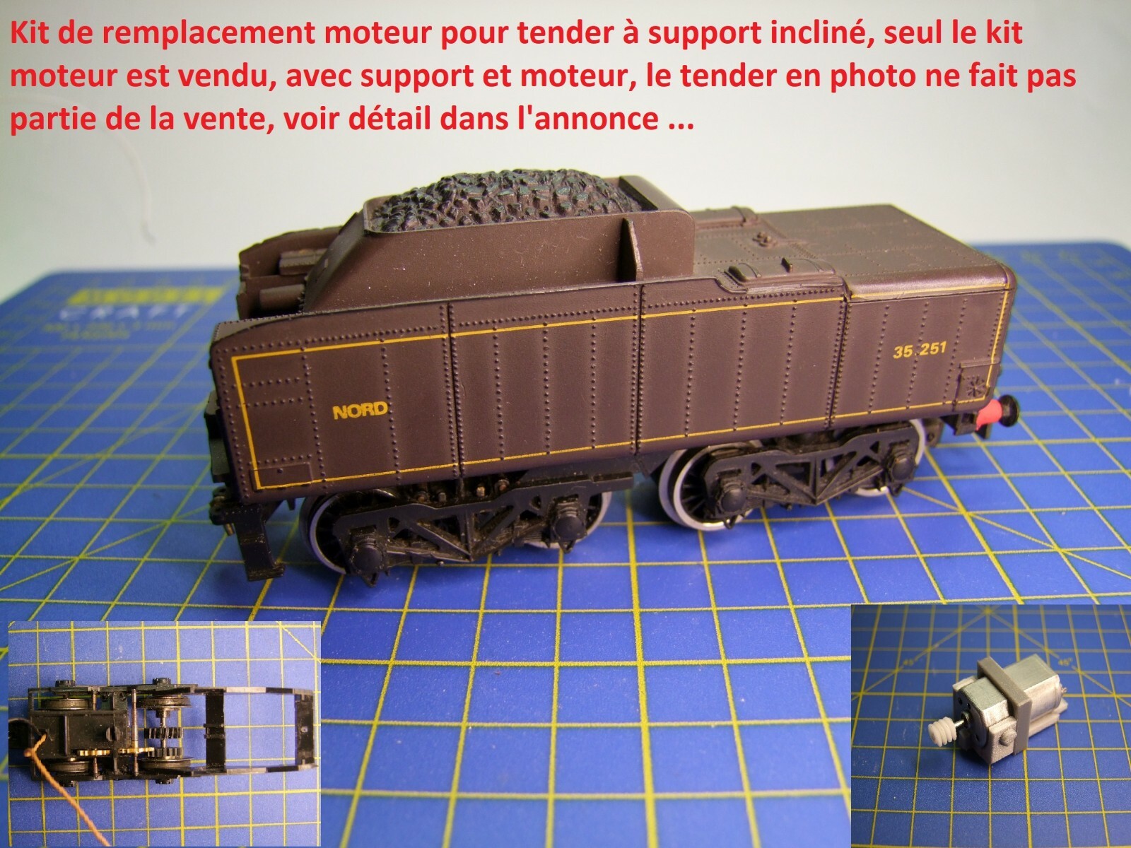 Kit motorisation Jouef HO 231C Pacific Nord pour rénovation de locomotive tender 37