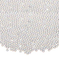 Iridescent Tiny Glass Bubble Beads, 2.0-2.5mm 10g No Hole, Transparent White