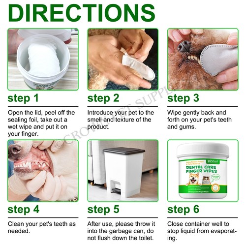 Dental Care Finger Wipes Dogs/Cats Reduces Plaque & Freshens Breath Teeth, 50ct - Picture 9 of 9