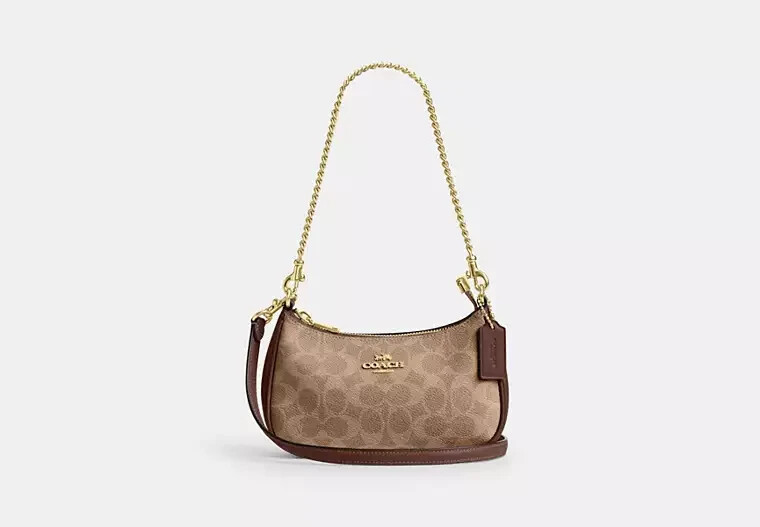 【COACH】Teri ミニクロスボディ  在庫確認願います COACH Teri Mini Crossbody Bag Signature Canvas CW323 Tan