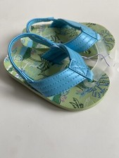 Cat Jack Sandals Toddler Boys M Medium 7/8 Blue Green Tropical Flip Flop New