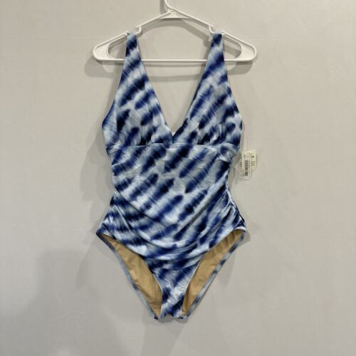 Amazon Essentials Women's Plunge Tummy Control Shaping Swimsuit Size 10  TieDye