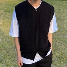 Men Knitted Tank Top Cardigan Vest Waistcoat Sweater Knitwear Coat Jacket Casual