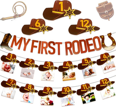 Jevenis My First Rodeo Banner My First Rodeo Birthday Decoration Cowboy Cowfirl 