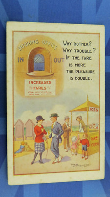 Reg Maurice Comic Postkarte 1920er Jahre Eis Eis Kegel Stall Eisenbahn Tarife