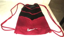 Nike Red/Black Nylon Mesh Athletic Cinch Drawstring Backpack Gym Bag