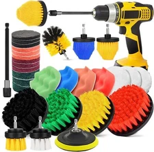 30PCS Drill Brush Attachment Set with Scrub Pads, Sponges Extension for Cleaning