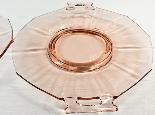 2 Imperial Molly Pink Pink Handled Cake Plate Set Depression Elegant Vintage Lot - Picture 19 of 24