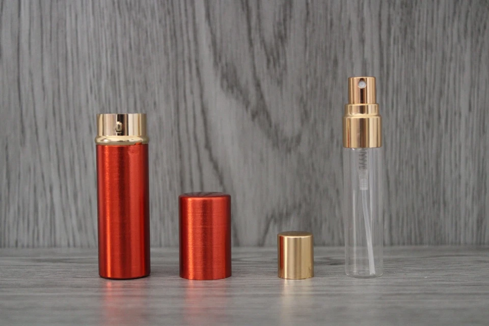 8 cm, Vaporisateur rechargeable dans son étui rouge anodisé, vaporisateur de par - Photo 4/4