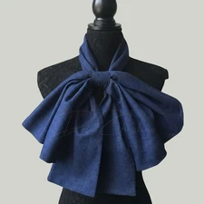 Oversized Bowtie – Dark Blue Denim– Handmade Accessory