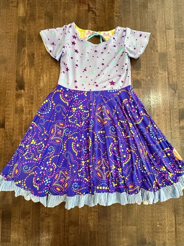 Twirly Girl Reversible Dress sz 8 Fun Colorful 2-in-1 Made in USA Twirl - Picture 3 of 14