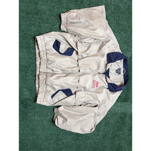 Vintage Bill Blass Mohawk Industries Zip Up Bomber Jacket Mens XL Tan Navy - product listing photo