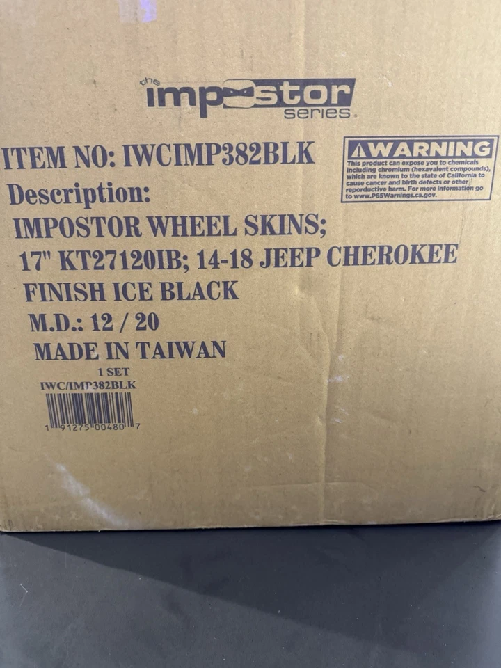 Juego de 4 cubiertas de rueda Imposter Ice Black para Jeep Cherokee 2014-2018 (sin precio base) Foto 2 de 3